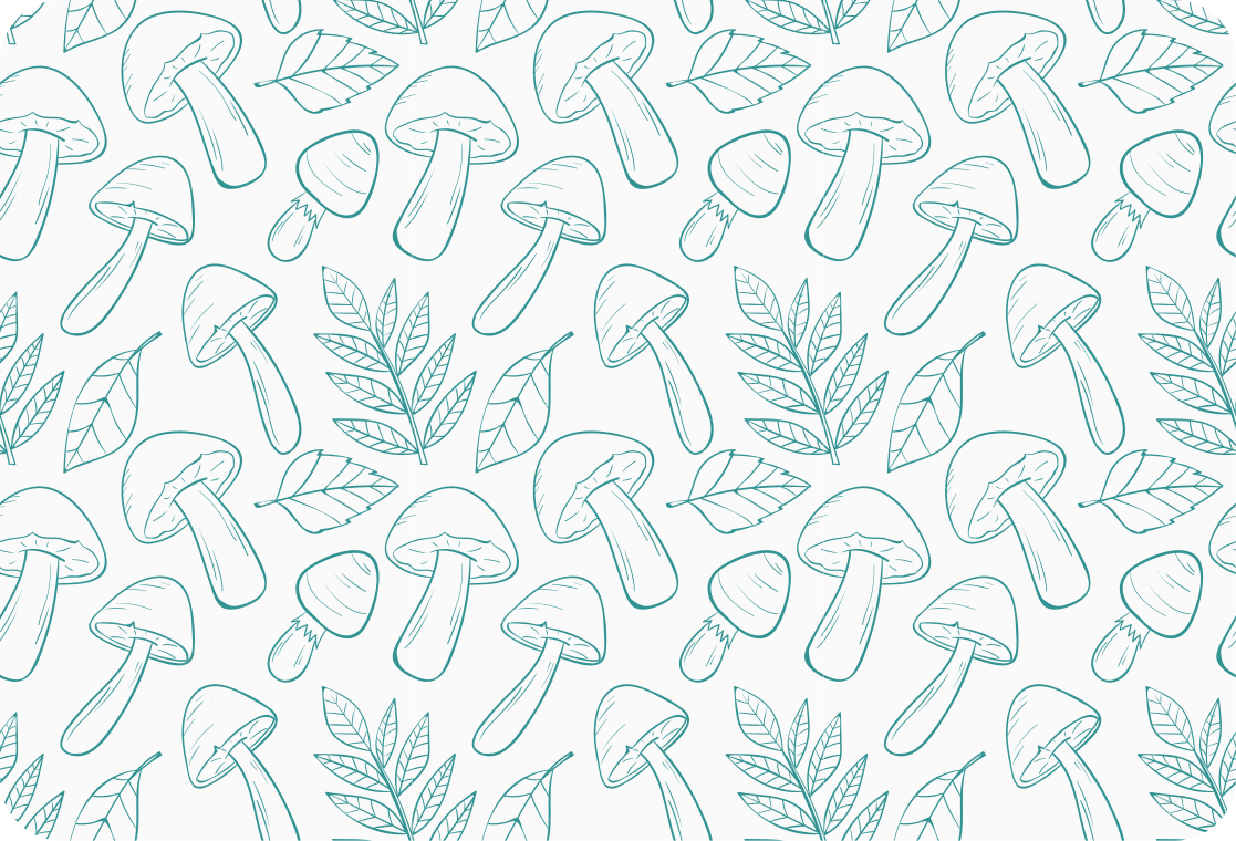 Flower vinyl rug with white and light blue mushrooms - TenStickers