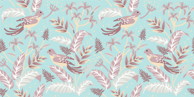 Flower vinyl rug with blue and pink floral design - TenStickers