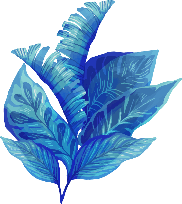 Flower vinyl rug blue leaf design - TenStickers