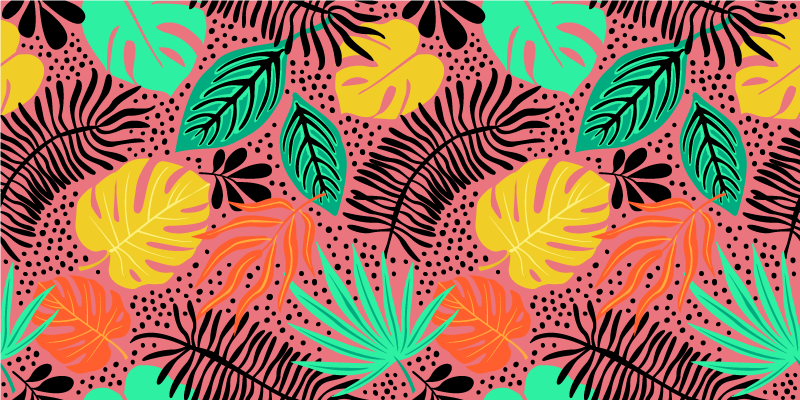 Flower vinyl rug with vibrant leaf designs - TenStickers