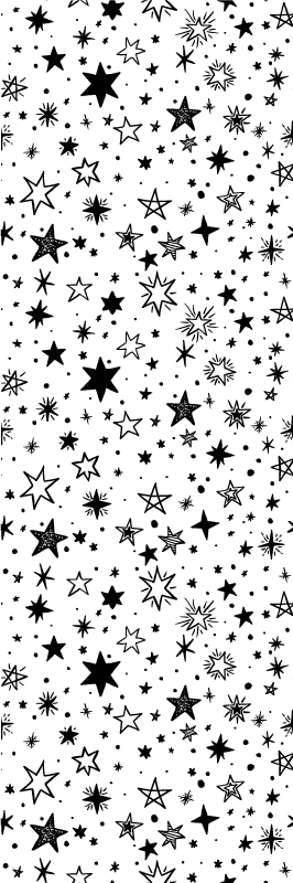 Bedroom vinyl rug with black stars on white background - TenStickers