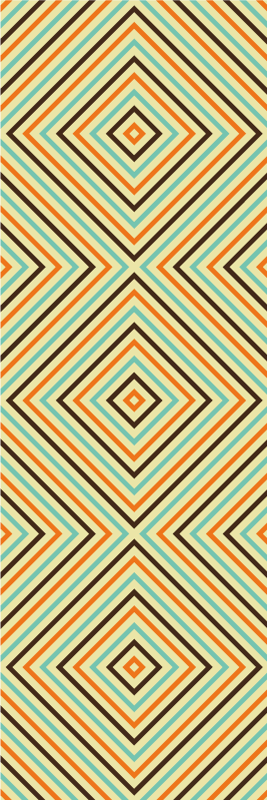 Bedroom vinyl rug with vintage orange and blue pattern - TenStickers
