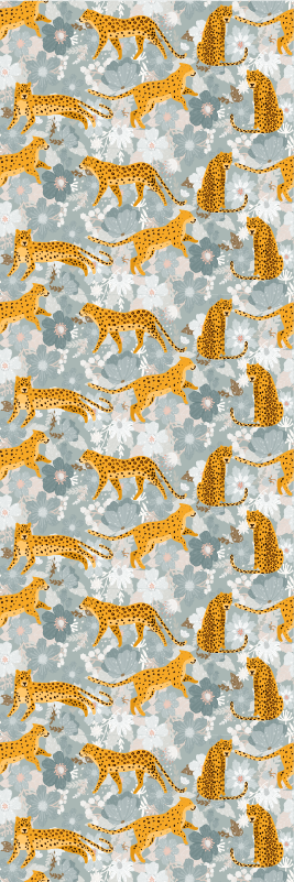 Bedroom vinyl rug with hand-drawn exotic animals - TenStickers