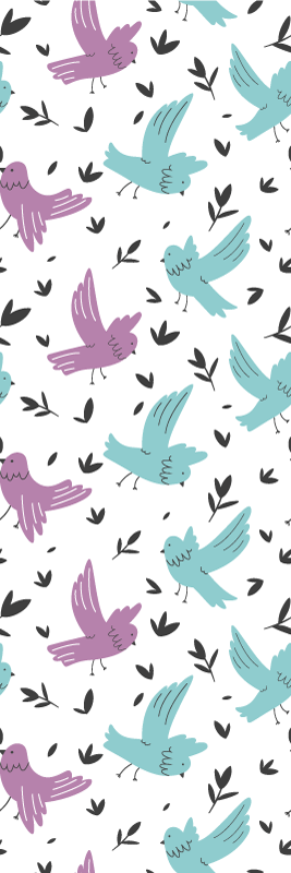 Bedroom vinyl rug with blue and purple birds design - TenStickers
