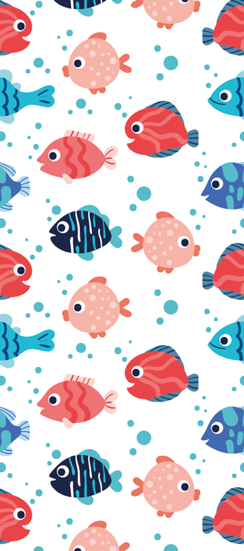 Bedroom vinyl rug with pink and blue fishes - TenStickers