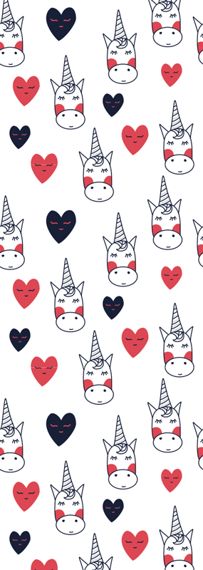 Bedroom vinyl rug with unicorns and hearts - TenStickers