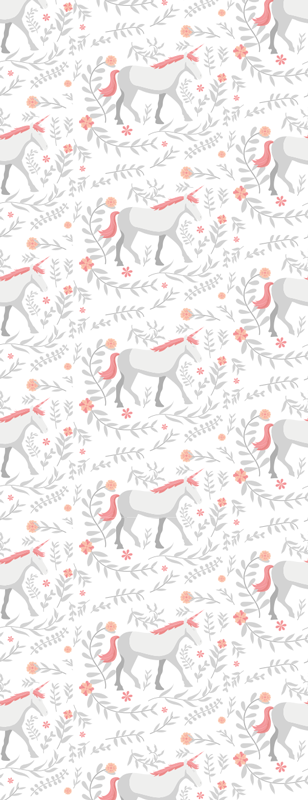 Bedroom vinyl rug with unicorns and leaves - TenStickers