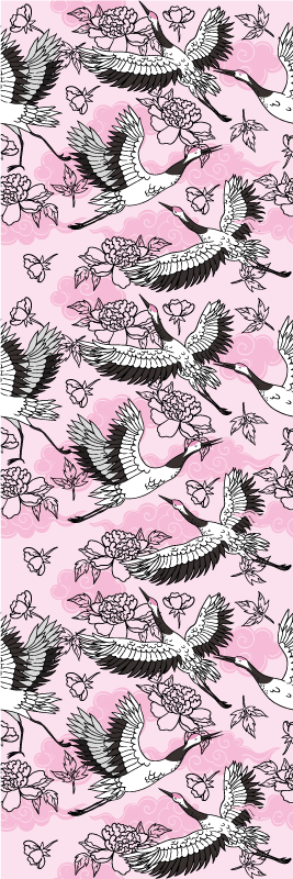 Bedroom vinyl rug with modern pink bird pattern - TenStickers