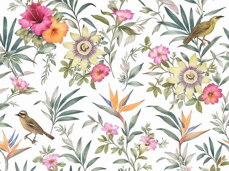 Bedroom vinyl rug with blue floral pattern - TenStickers