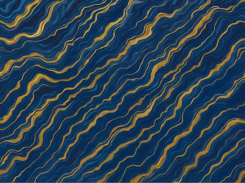Bedroom vinyl rug in blue and gold marble effect - TenStickers