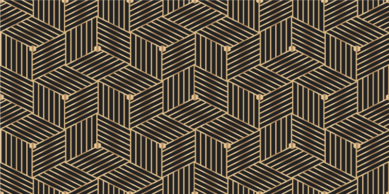 Geometric vinyl rug with golden geometric pattern - TenStickers