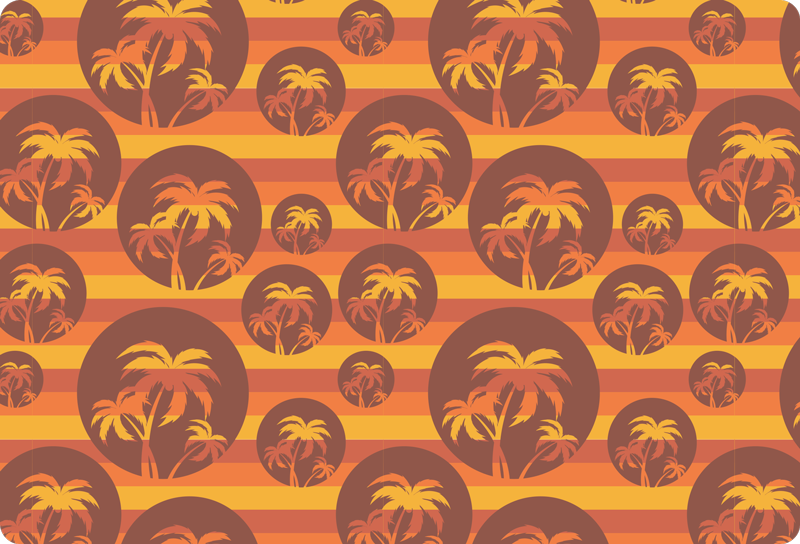 Geometric vinyl rug retro sunset and palms design - TenStickers