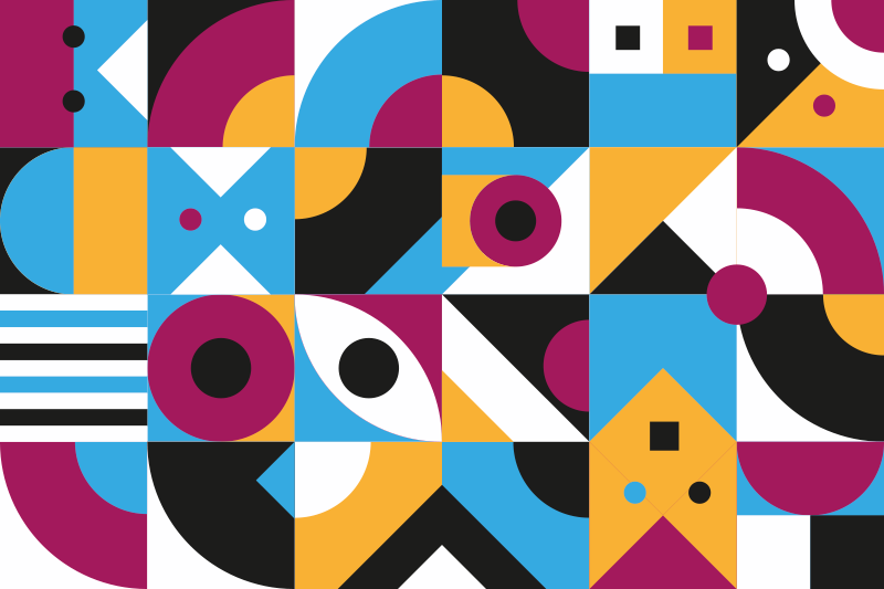 Geometric vinyl rug in vibrant colored shapes - TenStickers