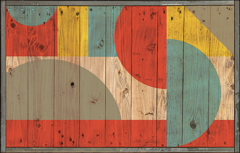 Geometric vinyl rug wood geometry - TenStickers