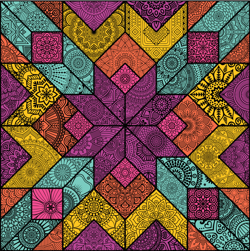 Colorful geometric elements geometric vinyl rug - TenStickers