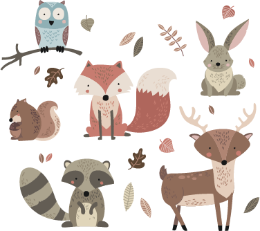 Kids vinyl rug autumn animal stickers - TenStickers