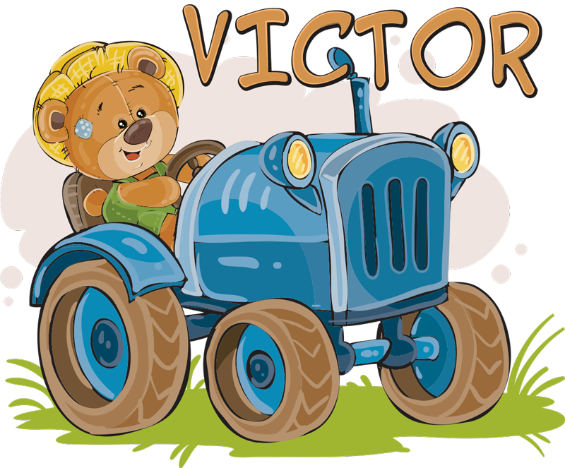 Kids vinyl rug personalized tractor design - TenStickers