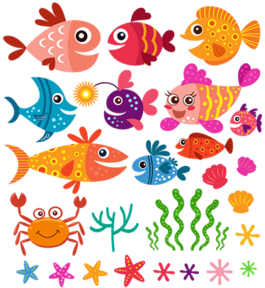 Kids vinyl rug colorful baby fishes design - TenStickers