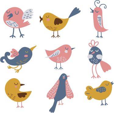 Kids vinyl rug nine bird sticker decal - TenStickers