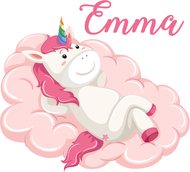 Kids vinyl rug unicorn on a cloud with name - TenStickers