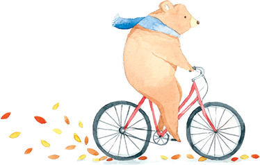 Kids vinyl rug bear on a bike - TenStickers
