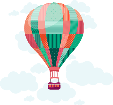 Kids vinyl rug patchwork hot air balloon - TenStickers