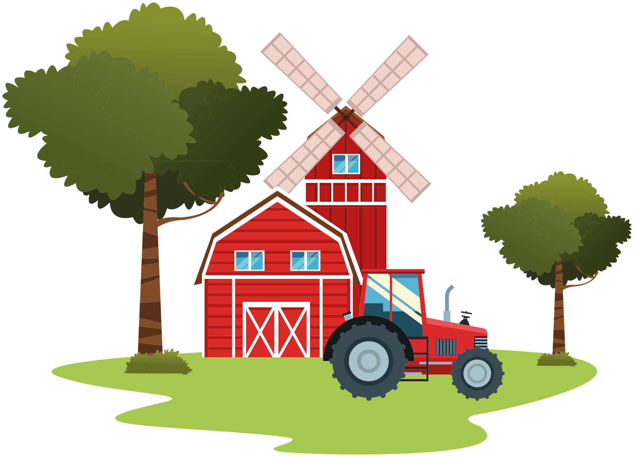 Kids vinyl rug tractors and trees design - TenStickers