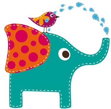 Kids vinyl rug elephant bathing bird - TenStickers