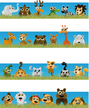 Kids vinyl rug stripes and animals - TenStickers