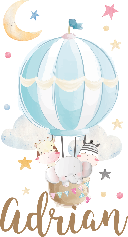 Kids vinyl rug with three animals on balloons - TenStickers