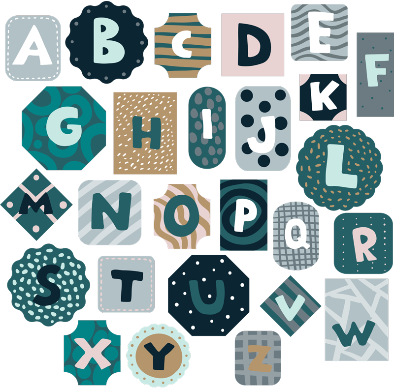 Kids vinyl rug with nordic style alphabet stickers - TenStickers