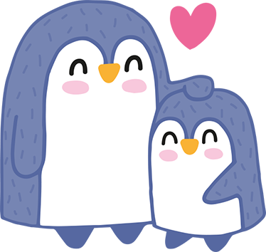 Kids vinyl rug mum and baby penguin design - TenStickers