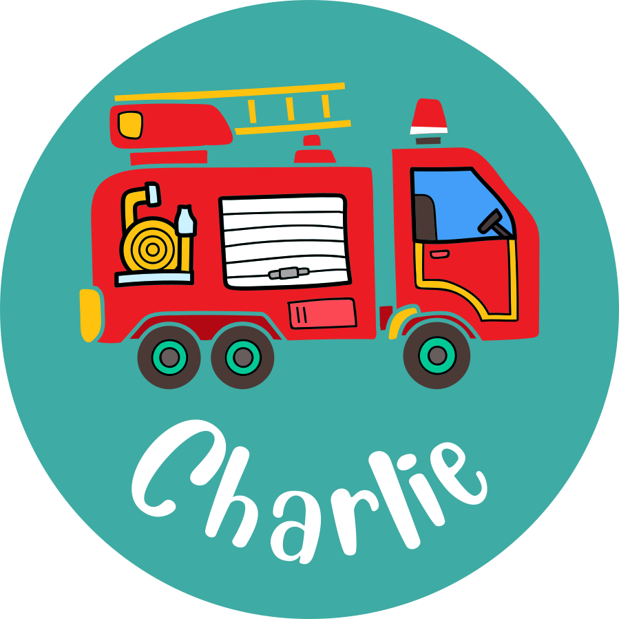 Kids vinyl rug personalised fire truck - TenStickers