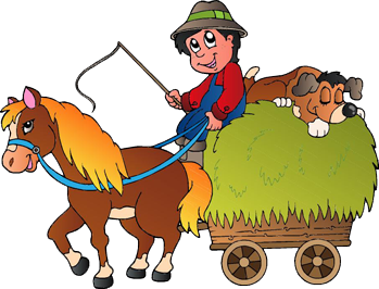 Kids vinyl rug rocking horse with cart - TenStickers