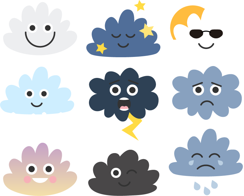 Kids vinyl rug cloud faces - TenStickers