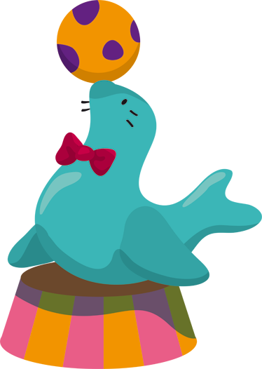 Kids vinyl rug circus seal with ball - TenStickers