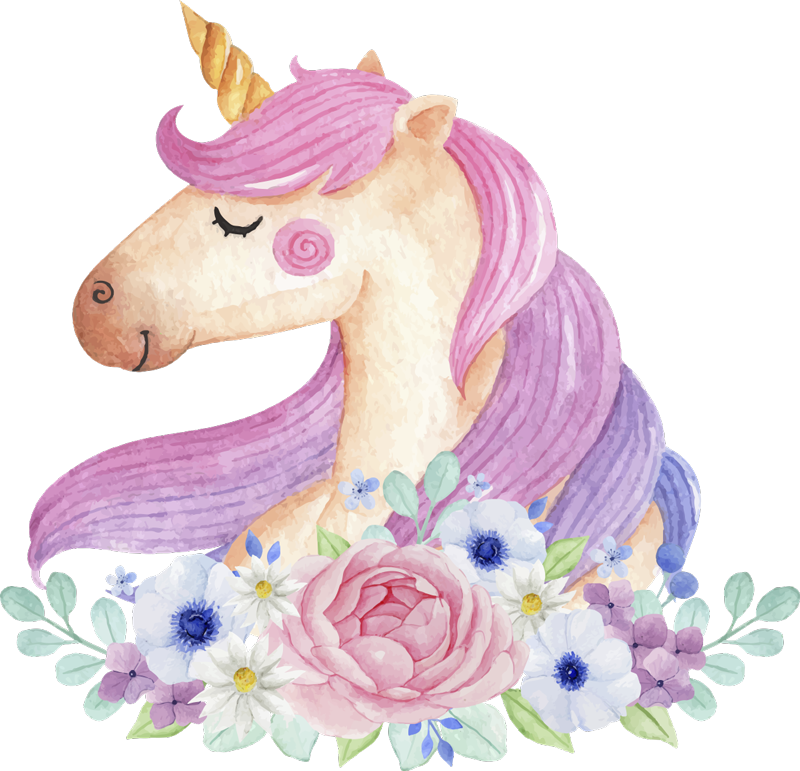 Kids vinyl rug watercolor unicorn design - TenStickers