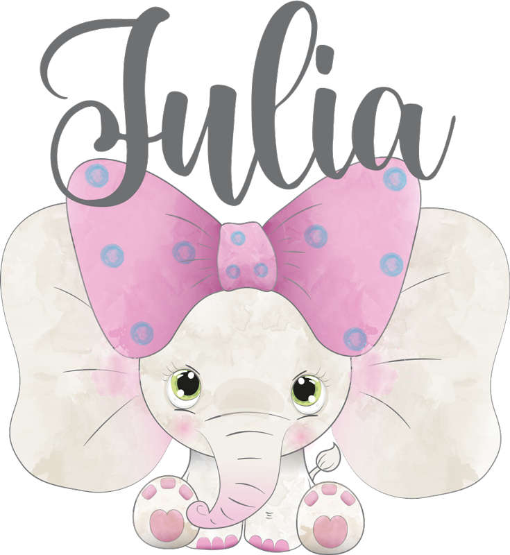 Kids vinyl rug elephant with baby and name - TenStickers