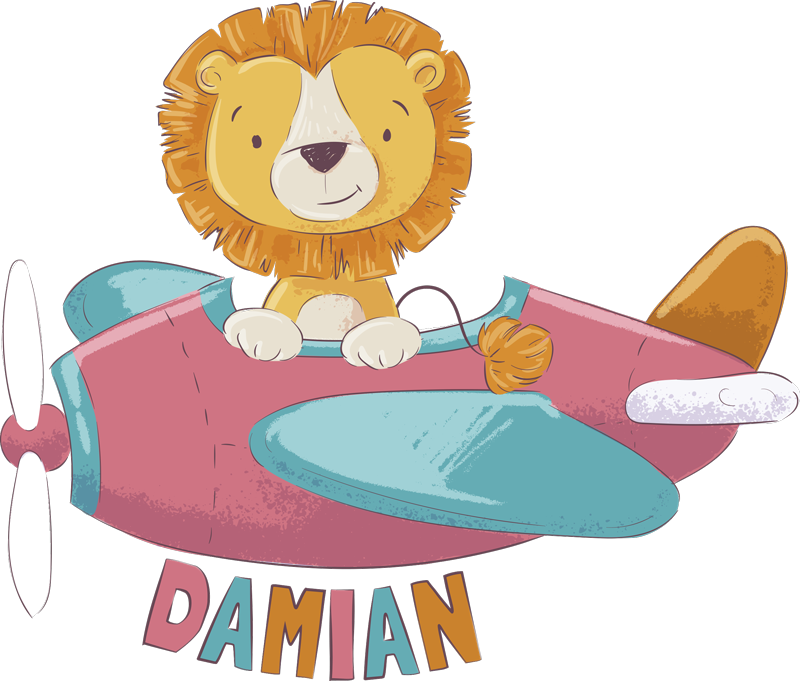 Kids vinyl rug personalized lion - TenStickers