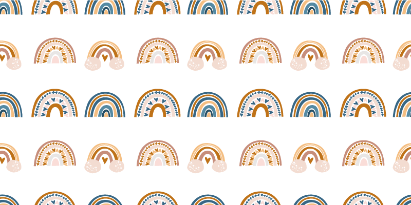 Kids vinyl rug with hand-drawn autumn rainbow pattern - TenStickers