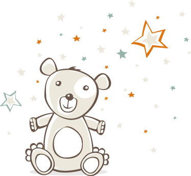 Kids vinyl rug teddy bear with stars design - TenStickers