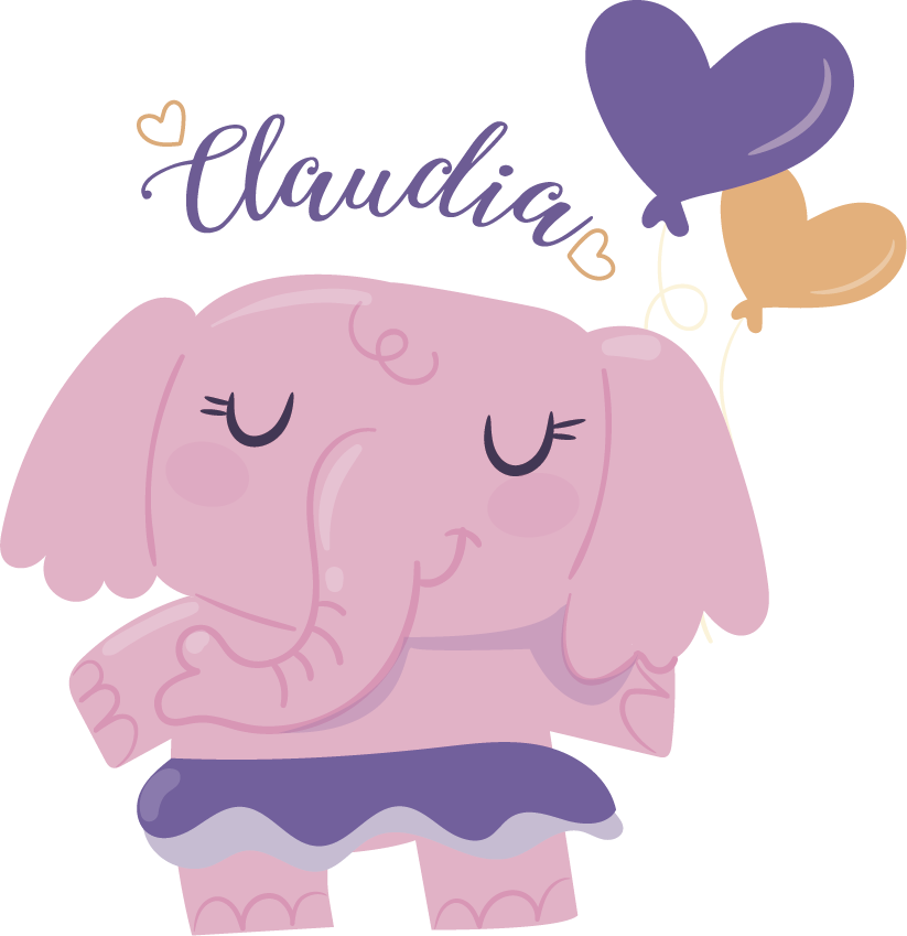 Kids vinyl rug pink elephant personalized - TenStickers