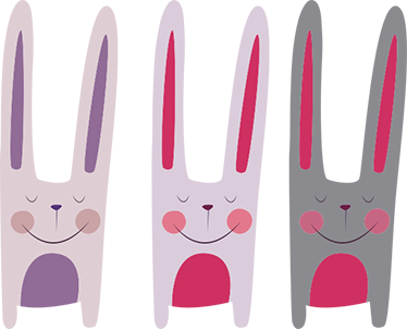 Kids vinyl rug three cheerful rabbits - TenStickers