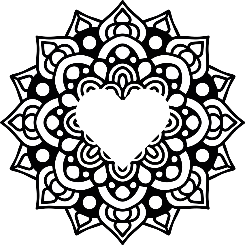 Bedroom vinyl rug with heart-shaped mandala design - TenStickers