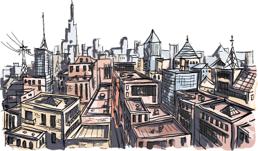 Aquarella city bedroom vinyl rug - TenStickers