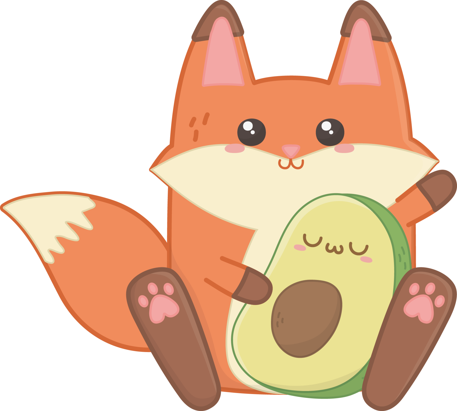 Kids vinyl rug featuring a cute fox with avocado - TenStickers