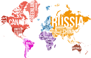 World map vinyl rug with names and borders - TenStickers