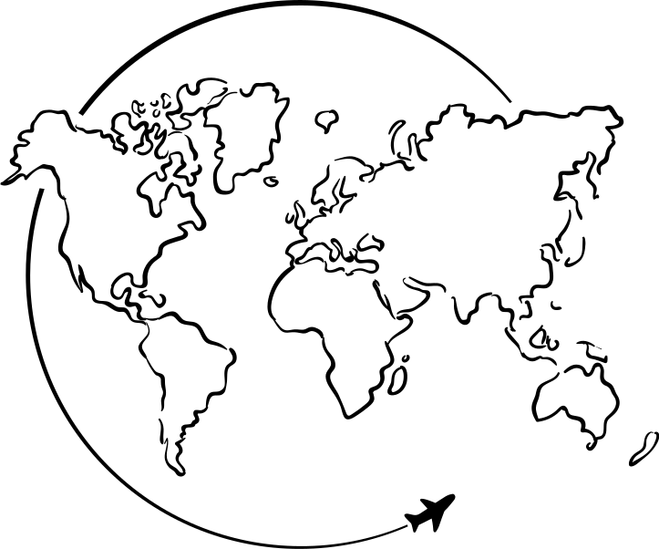 World map vinyl rug circular airplane design - TenStickers