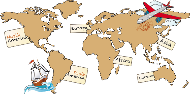 World map vinyl rug english continents design - TenStickers