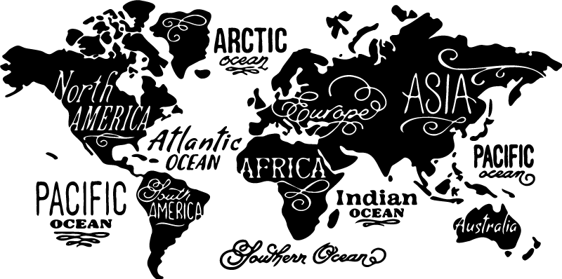 World map vinyl rug with intricate details - TenStickers